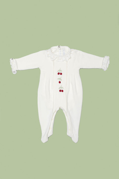 White Babygrow Cherry Set for Girls