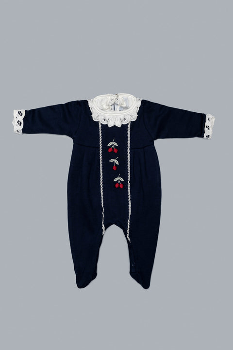 Navy Blue Babygrow Cherry Set for Girls